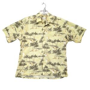 Vtg Pierre Cardin Tropical Button Shirt Men's XL Hawaiian Palm Trees Made Korea